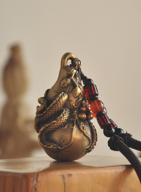 铜万福纯铜龙盘葫芦手把件创意复古高档礼品摆件工艺品装饰艺术品