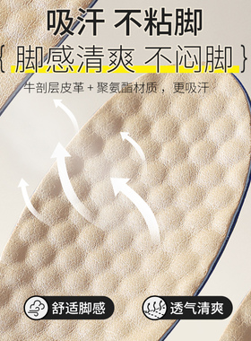 乐福鞋专用牛皮鞋垫女款超软防痛踩屎感吸汗防臭久站不累脚真皮夏