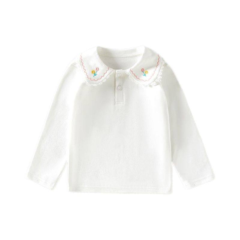 儿童春秋纯色polo衫翻领打底衫女童纯棉白衬衫中大童长袖T恤上衣,淘宝优惠券,粉丝福利购,淘宝优惠卷