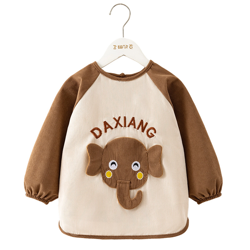 Baby smock can be worn outside, fashionable reverse dressing bib, autumn and winter children's eating apron, waterproof and stain-resistant smock, long sleeves