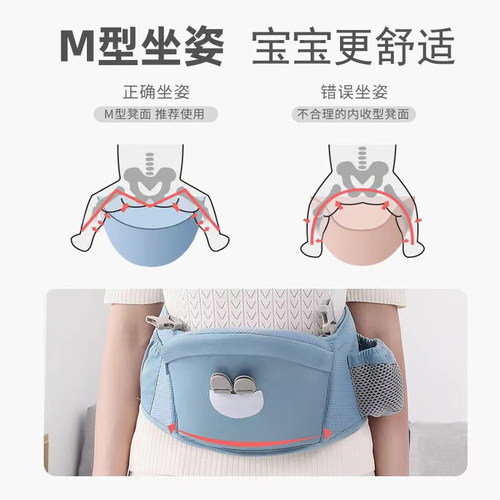 婴儿背带透气宝宝腰凳四季外出轻便多功能抱娃神器前抱式前后两用 - 图1