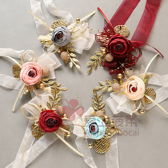 Flor de muñeca de la novia, flor de mano del grupo de la hermana de la dama de honor, alta calidad