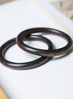 天然沉香木整木手镯0.8cm细木质中式手镯简约文艺古文玩素圈镯子