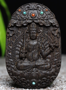 越南芽庄黑棋楠天然沉香吊坠男女十二生肖本命佛八大守护神项链牌