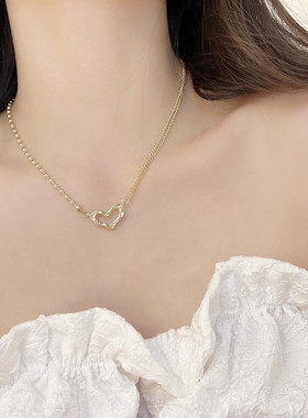 不规则爱心项链锁骨链
