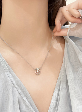 韩国秋冬圆环锆石项链女