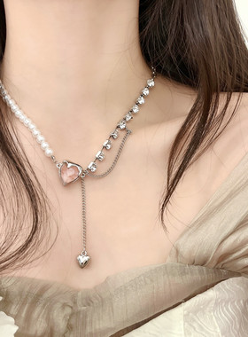 爱心拼接珍珠项链夏季