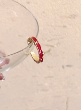 双层叠戴红色星星开口戒指女本命年可调节指环小众设计高级食指戒