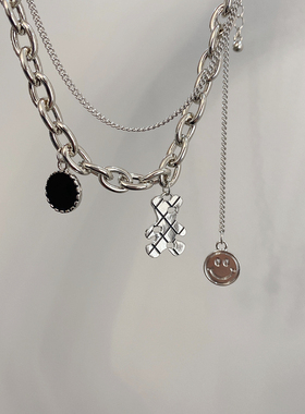 小熊ins冷淡风笑脸秋季新款颈链