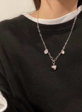 爱心笑脸毛衣链秋冬女轻奢小众