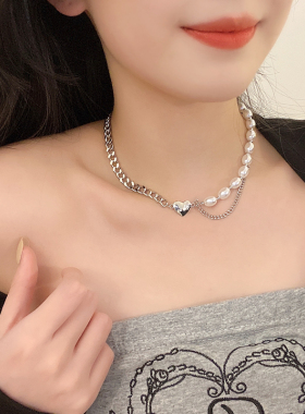 吴昕同款拼接爱心日韩风珍珠项链