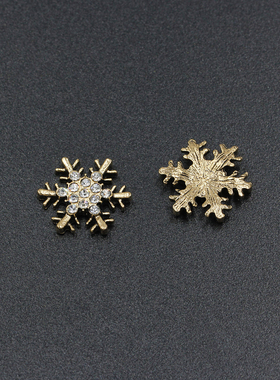 合金复古镶钻雪花气质耳环挂坠精致仿珍珠花朵发饰手机壳饰品配件