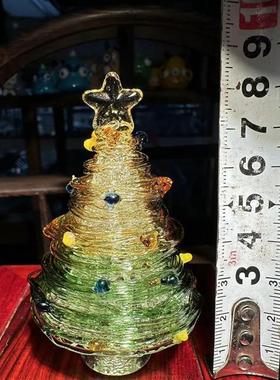 烧制玻璃菠萝圣诞树拉丝琉璃桌面客厅卧室居家装饰摆件成品彩玻璃