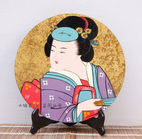 日本原单 和风传统日式工艺品 和室装饰品 漆画圆板摆件 漆器多款 - 图2