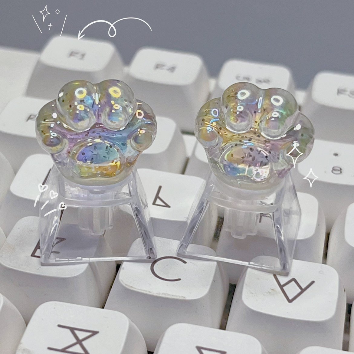 包邮个性透光立体猫爪键帽PC高透创意透光十字轴原厂机械键盘键帽,淘宝优惠券,粉丝福利购,淘宝优惠卷