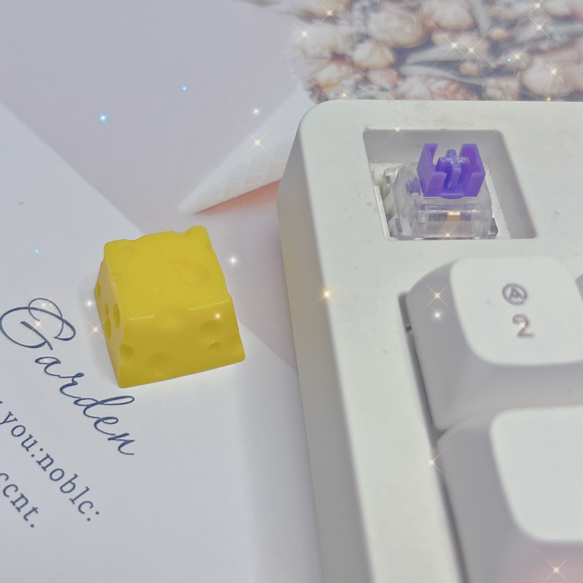 奶酪键帽DIY手工滴胶树脂个性化键帽十字轴游戏机械键盘键帽 - 图1