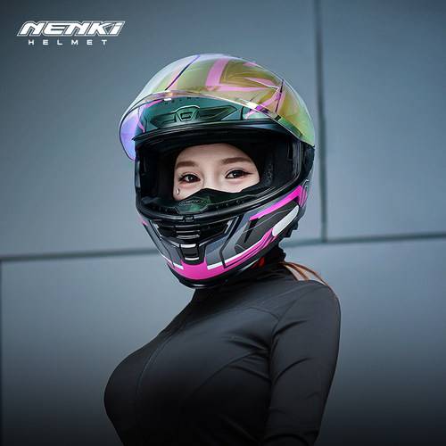 NENKI情侣摩托车头盔男女机车赛车四季全盔儿童防雾大尾翼3C认证 - 图3