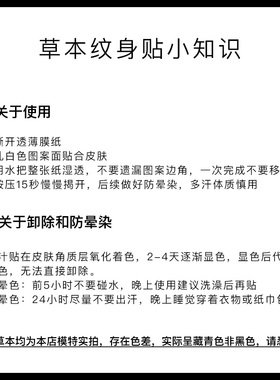 2张 ULIAO 女书生而无畏爱而自由草本纹身贴半永久防水洗不掉持久
