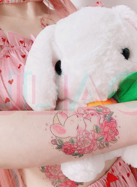 有料ULIAO 日式少女兔子宝宝纹身贴防水持久软妹可爱卡通贴纸