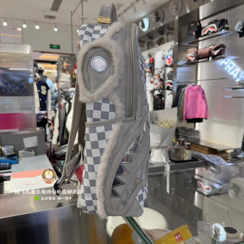 SprayGround专柜正品 鲨鱼嘴W1215712格子双肩背包男潮牌学生书包 - 图0