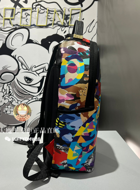 SprayGround鲨鱼嘴24正品W1035704迷彩包潮牌学生背包透明电脑包