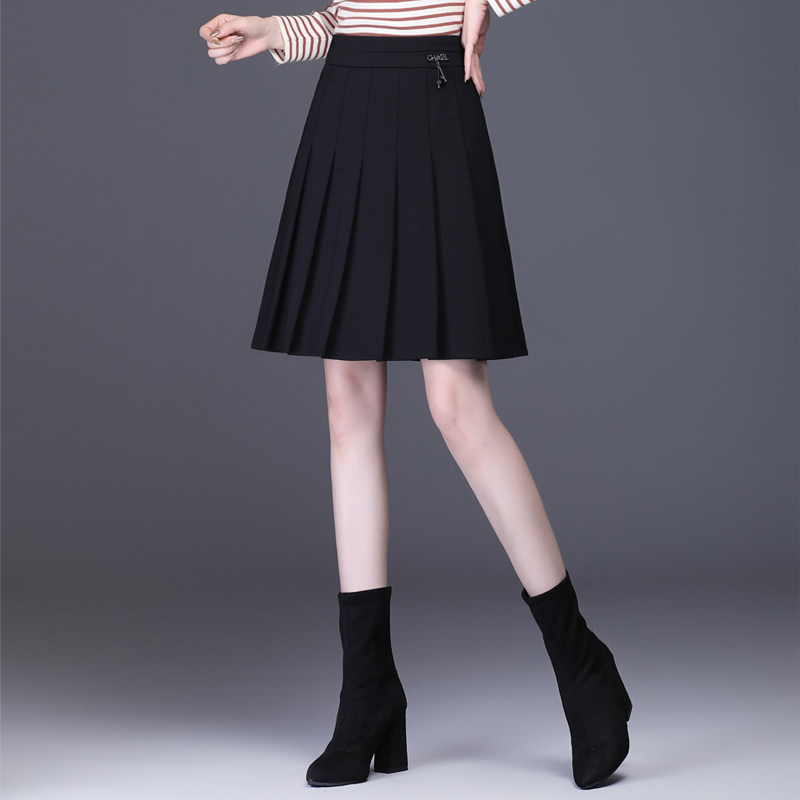 中长款a字秋冬高腰显瘦小百褶裙 曲爱婷女装半身裙