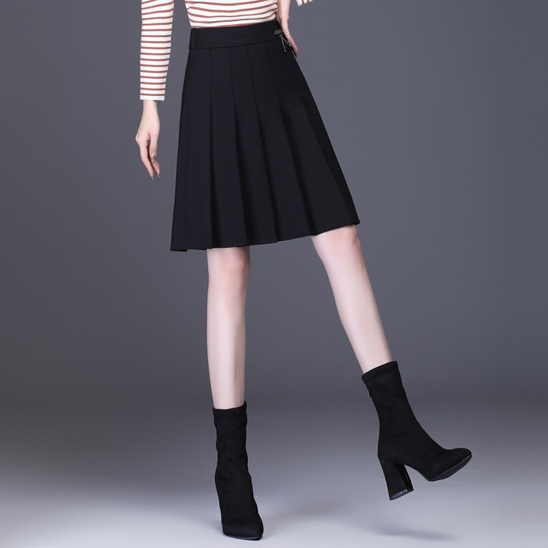 中长款a字秋冬高腰显瘦小百褶裙 曲爱婷女装半身裙