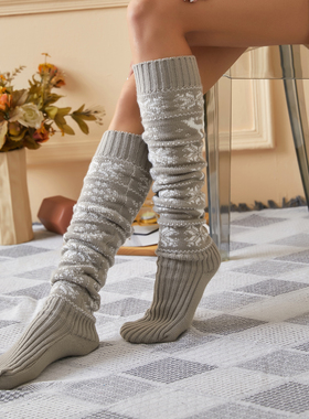 Christmas Women's Socks Thigh High Socks Snowflake Print Kni