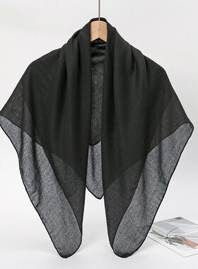 90*90cm Solid Color Square Scarves for WomenCotton Linen Thi