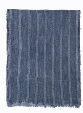 Cotton Linen Striped Scarf for Men Women Soft Warm Neckerchi