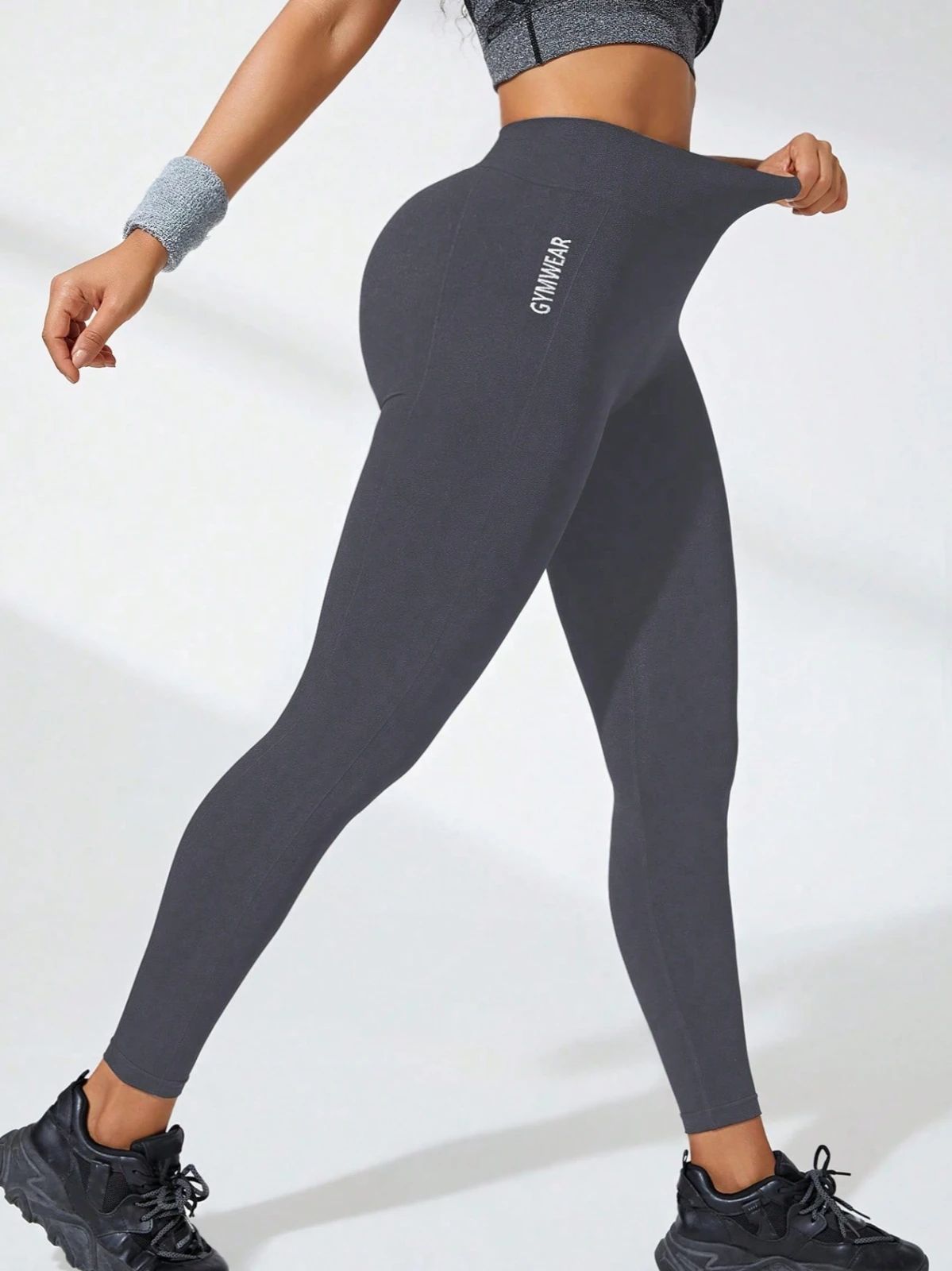 Women's High Waist Yoga Leggings Letter Gymwear Seamless Hig - 图3