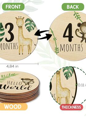 7PCS Newborn Photography Props Wooden Monthly Milestone Card