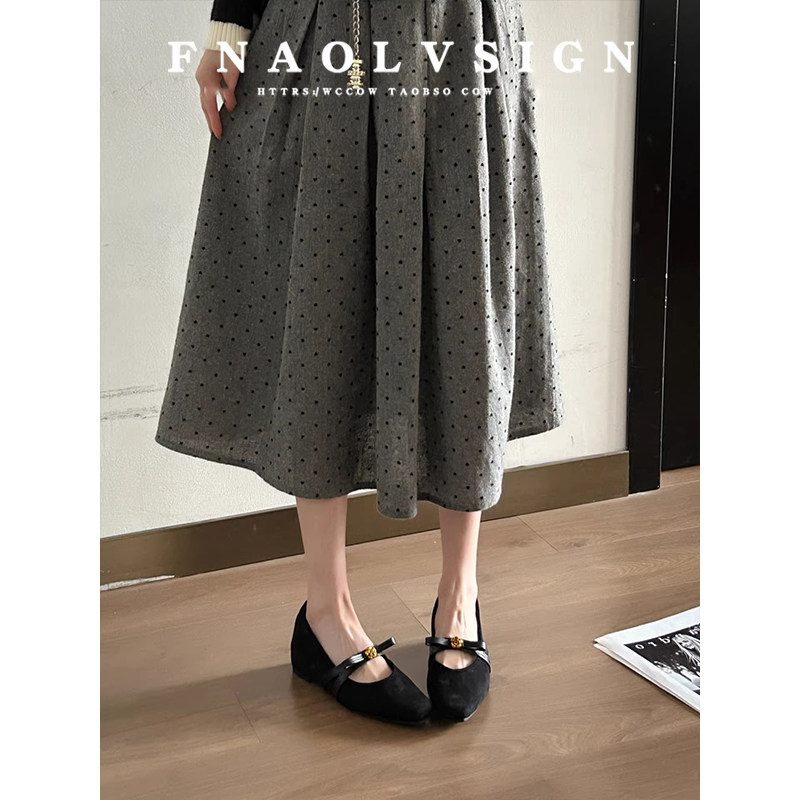 羊皮版~复古绒面玛丽珍鞋女春季山茶花浅口单鞋一字带平底小皮鞋,淘宝优惠券,粉丝福利购,淘宝优惠卷