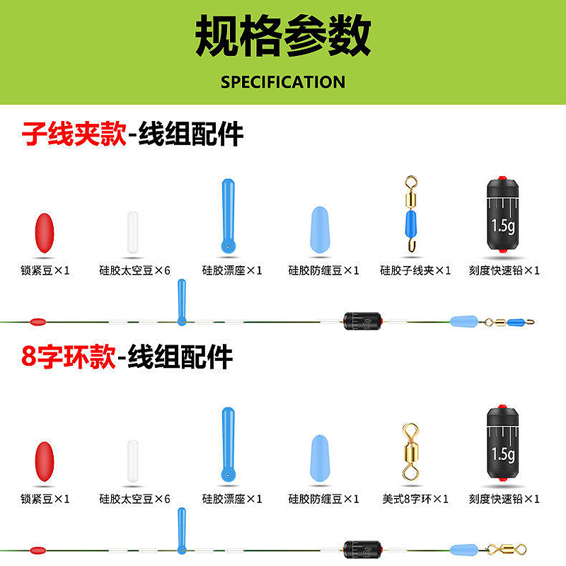 钓鱼隐形斑点线组主线套装正品绑好成品鱼线秒换子线全套配件进口 - 图2