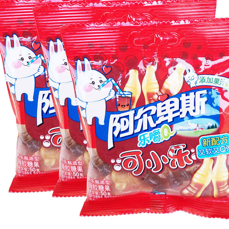 阿尔卑斯乐嚼QQ糖50g*3袋果汁橡皮糖果味熊可乐软糖儿童休闲零食,淘宝优惠券,粉丝福利购,淘宝优惠卷