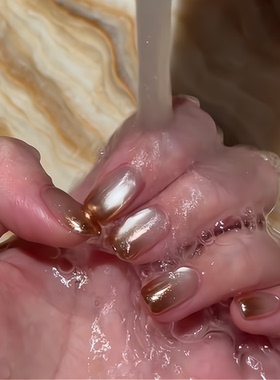 魔镜粉猫眼手工穿戴甲定制高级感