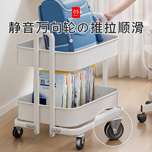 日本书包置物架书本移动小推车桌下收纳书架带轮落地桌边放包神器 - 图3