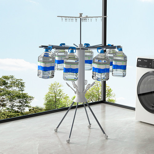 日本阳台折叠隐形收缩晾衣架落地室内家用章鱼多功能杆晒被子神器 - 图2