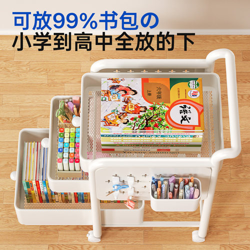 日本书包置物架可移动带轮书架小推车桌面下桌边多层收纳放置神器 - 图3