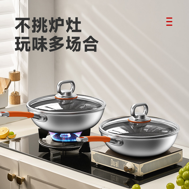 爱仕达有钛蜂窝不粘锅炒锅家用不锈钢炒菜锅晶刚甲钛瓷锅CC32E6Q