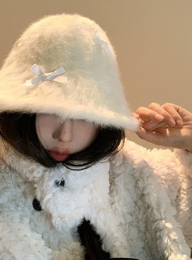 女毛绒保暖帽毛茸茸盆帽