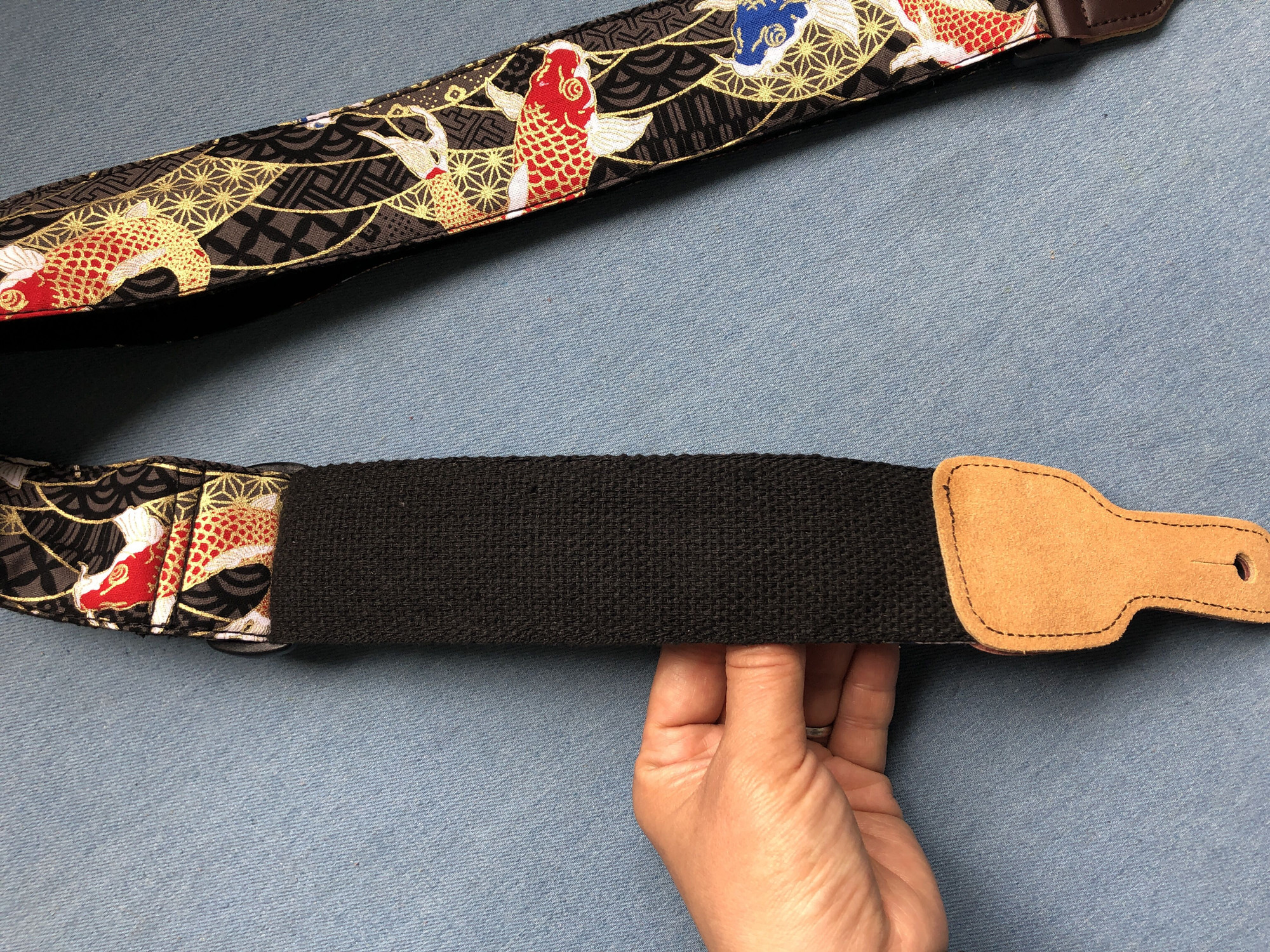 纯手工原创幸运锦鲤和风吉他带含缓冲垫通用吉他背带Guitar strap - 图2