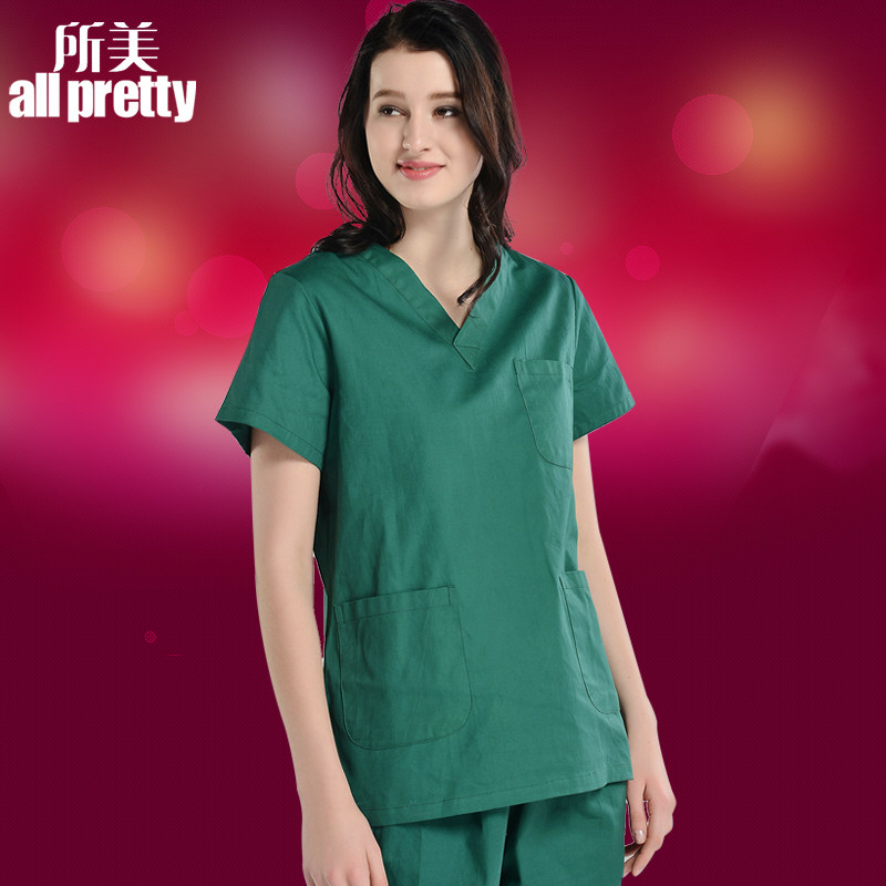 全棉紫色短袖套装护士手术服 所美医护制服