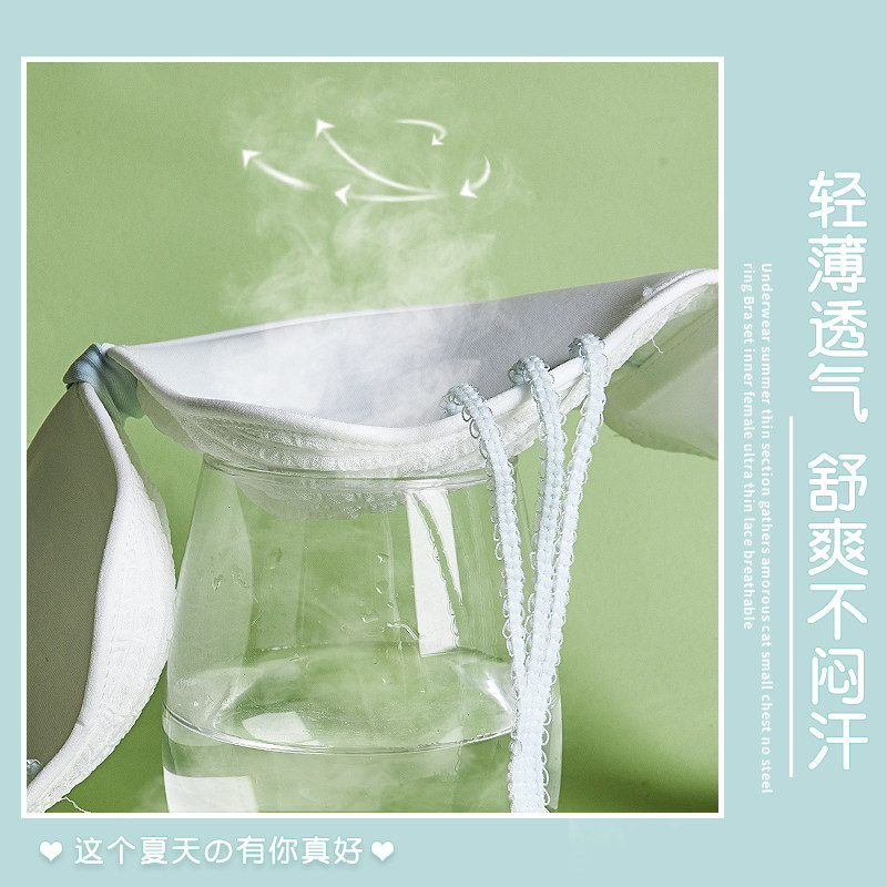 多情猫白色无钢圈夏季聚拢文胸罩 多情猫文胸