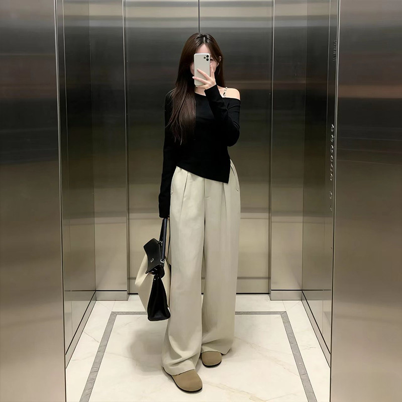 设计感小众不规则链条露肩内搭长袖T恤女装2026春季修身打底上衣,淘宝优惠券,粉丝福利购,淘宝优惠卷