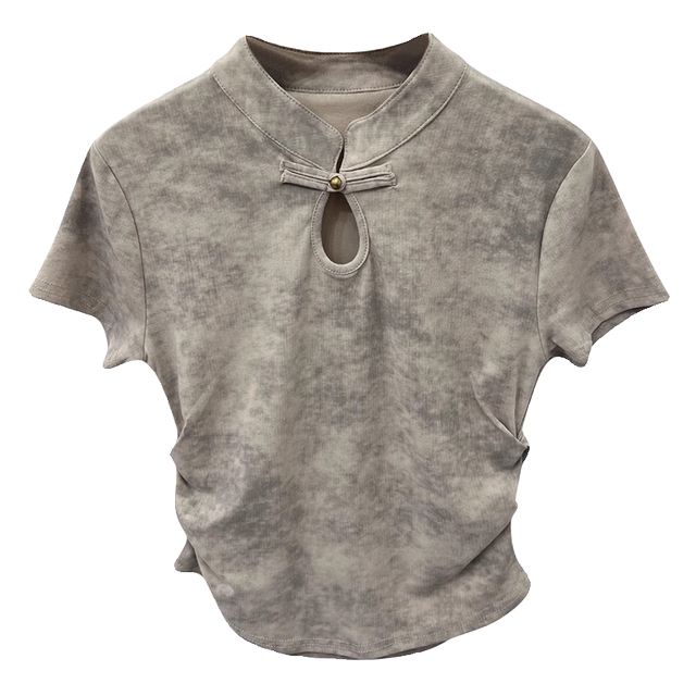 New short-sleeved waist pleated top