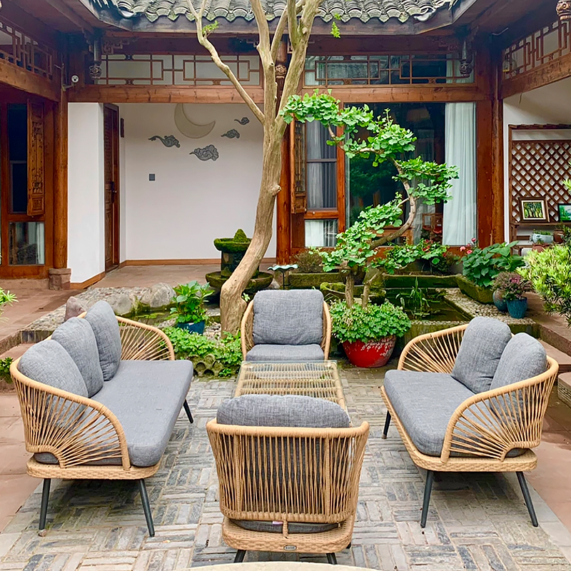 户外休闲家具室外滕沙发庭院防水座椅露台花园铝合金藤编桌椅组合,淘宝优惠券,粉丝福利购,淘宝优惠卷