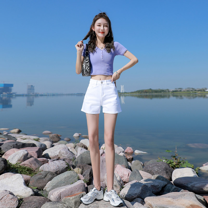 白色牛仔2022年新款夏季韩版短裤 蓝瑟牛仔裤