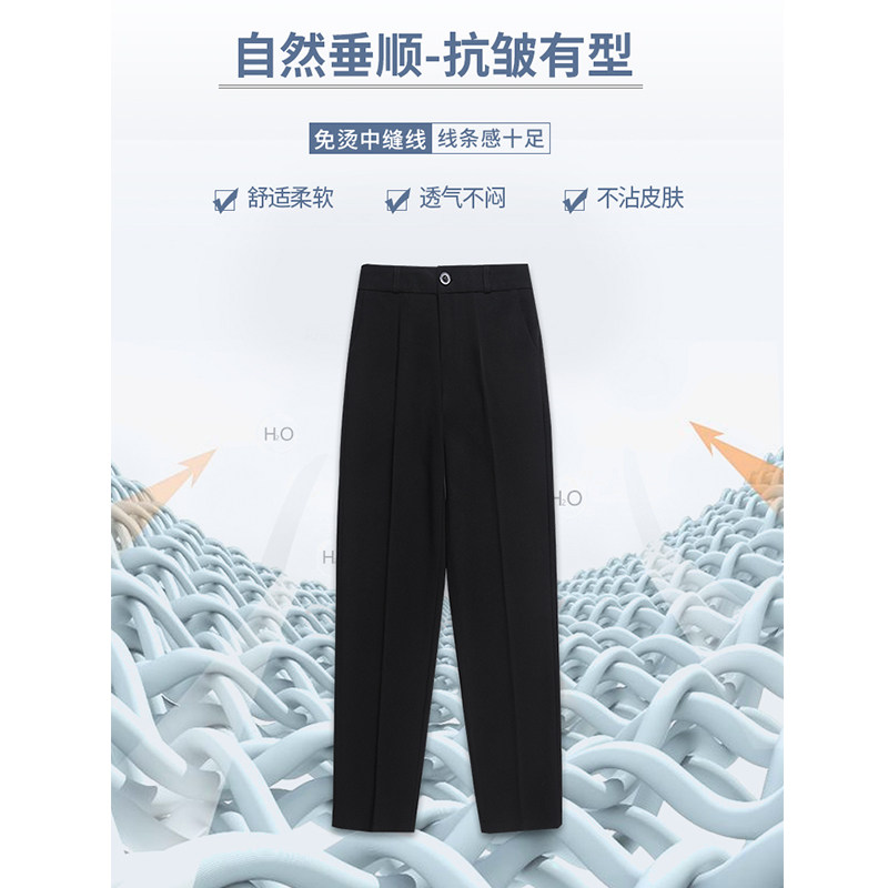 西装裤子女春夏高腰垂感直筒哈伦裤 薇太休闲裤