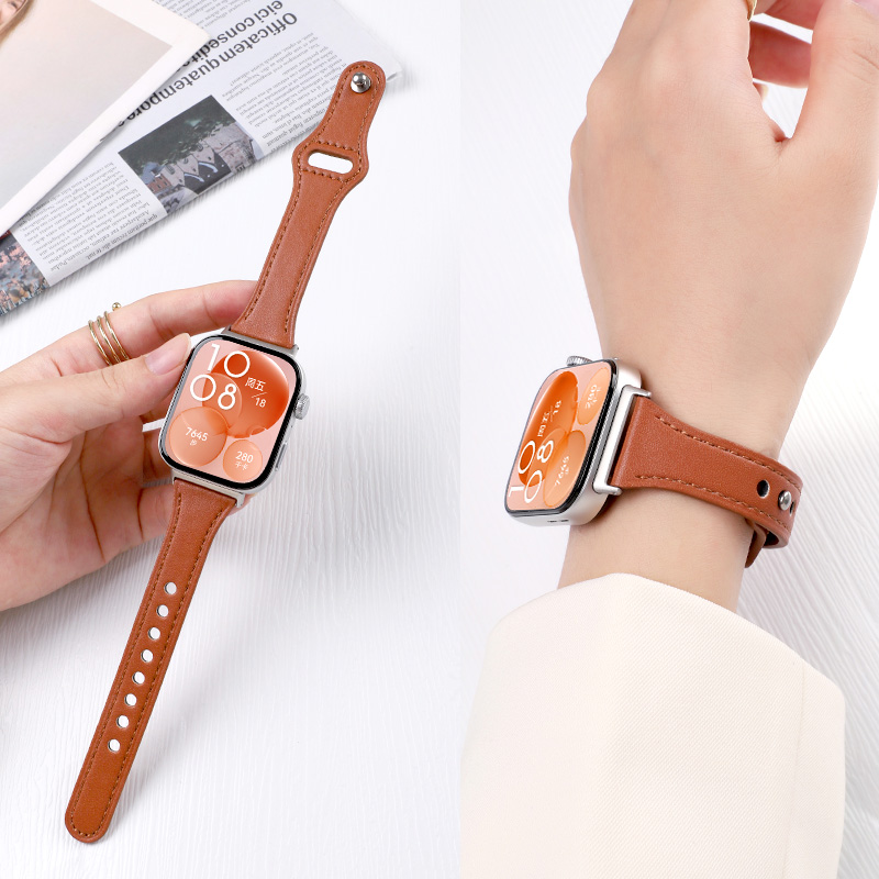 适用于华为watchfit4表带fit3/2真皮小蛮腰反扣腕带智能手表fit4pro高级感女款替换配件 - 图0